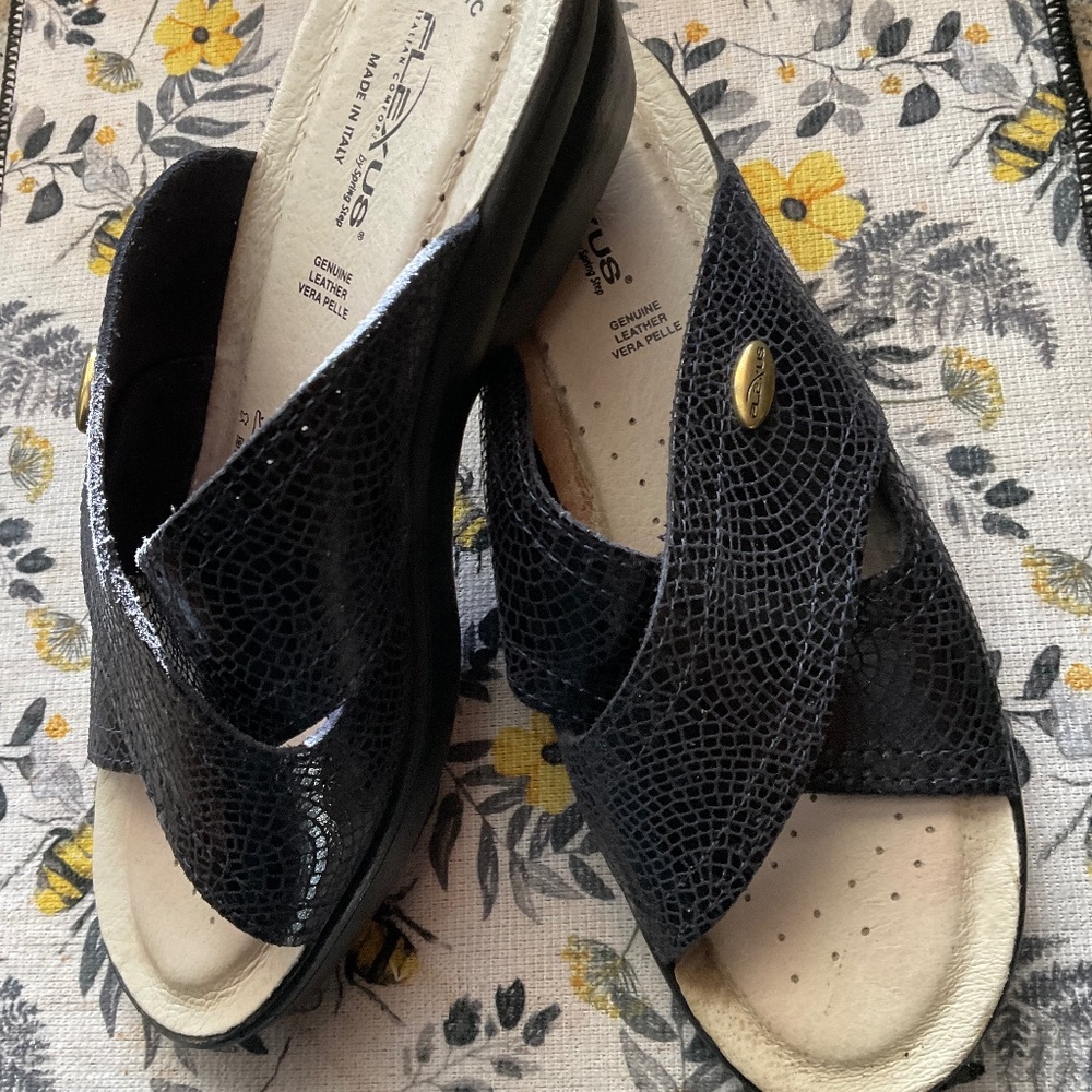 Womens Sandals Slide Criss Cross Leather  SPRING STEP Flexus Italy38 7.5 - 8